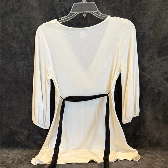 White House Black Market Cream Wrap Blouse - Picture 3 of 3